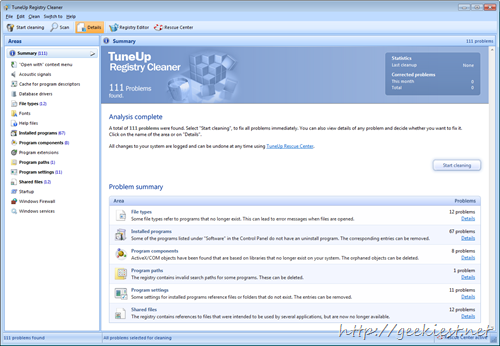 TuneUp Registry Cleaner 