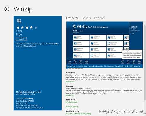 Free Winzip for Windows 8 