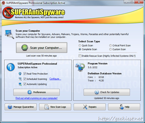 Geekiest Giveaway 2013 Day 6 - Free SUPERAntiSpyware Professional Edition full version licenses