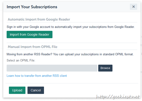 Export feeds from Google Reader