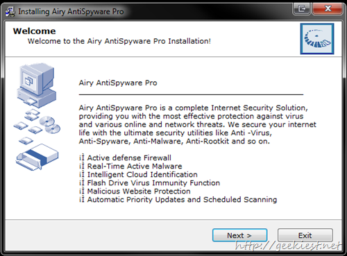 Airy AntiSpyware Pro 2013 Installation
