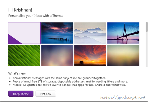 New Yahoo Mail Themes