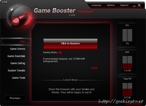 Free license of Game Booster Premium priced $19.95 Free license of Game Booster Premium priced $19.95