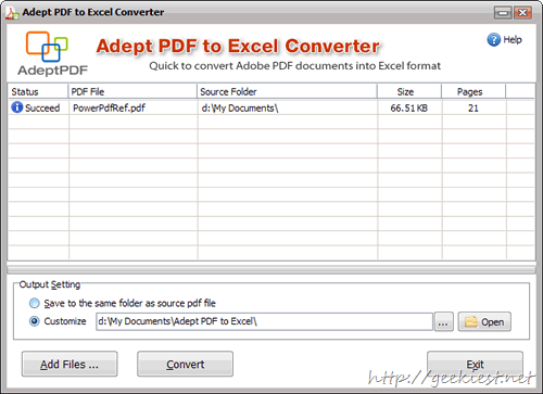Free Adept PDF to Excel Converter License worth $29.95