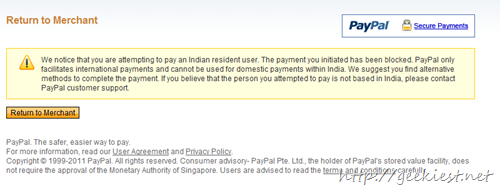 PayPal Does not allow to to Pay to an Indian Merchant