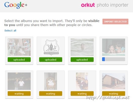 importing photos from orkut to google plus