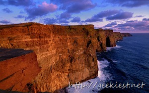 Sunset at the Cliffs of Moher on the west coast, County Clare, Ireland