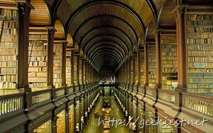 Gallery of the Old Library at Trinity College in Dublin, Ireland