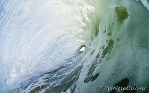 Inside the tube of a breaking wave