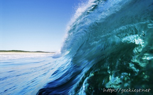 Wave beginning to break, North Island, New Zealand