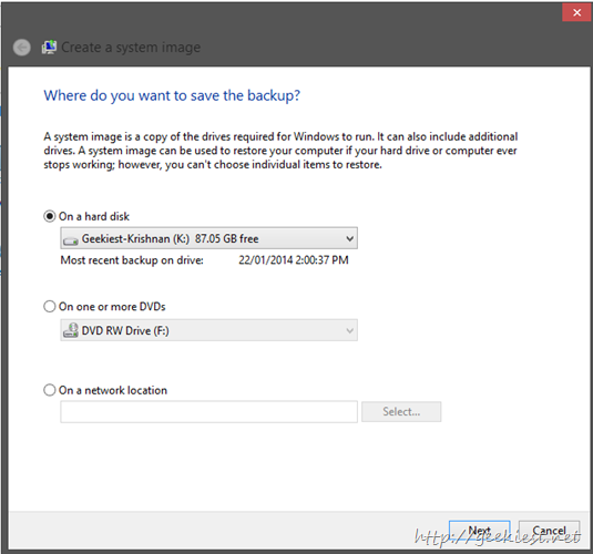 windows 8 system image backup